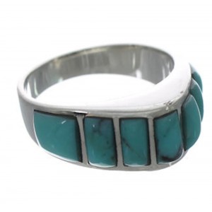 Turquoise Inlay Sterling Silver Ring Size 6 VX36517