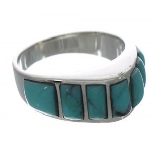 Southwest Turquoise Inlay Jewelry Ring Size 8-3/4 VX36532