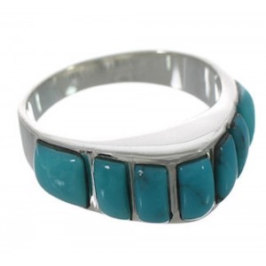 Turquoise Inlay Sterling Silver Ring Size 8-3/4 VX36592