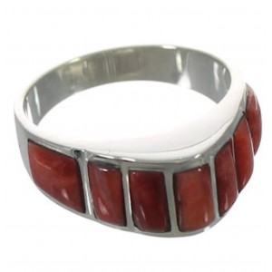 Red Oyster Shell Inlay Silver Jewelry Ring Size 6-3/4 VX36732