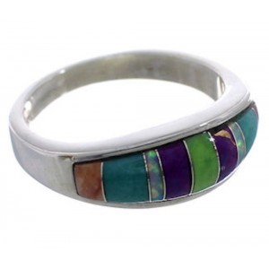Southwestern Multicolor Inlay Ring Size 6-1/2 EX43889