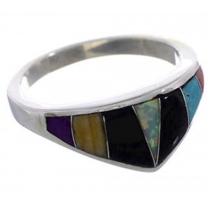 Genuine Sterling Silver Multicolor Ring Size 6-3/4 EX43898