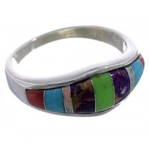 Southwestern Multicolor Inlay Ring Size 6 EX43922