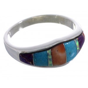 Genuine Sterling Silver Multicolor Ring Size 7-3/4 EX43924