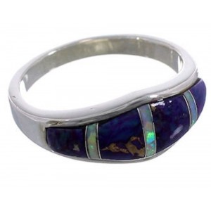 Magenta Turquoise Opal Inlay Ring Size 7-3/4 EX43932