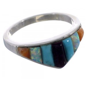Genuine Sterling Silver Multicolor Ring Size 7-3/4 EX43935