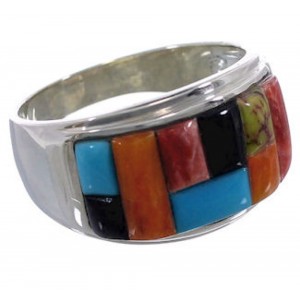 Southwestern Multicolor Inlay Ring Size 11-3/4 EX43946