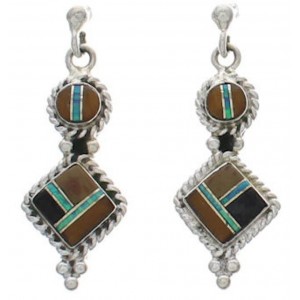 Sterling Silver Multicolor Southwest Post Dangle Earrings FX31054