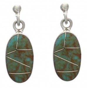 Southwest Jewelry Sterling Silver Turquoise Inlay Earrings FX31119