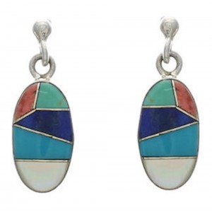 Genuine Sterling Silver Southwest Multicolor Post Earrings FX31130