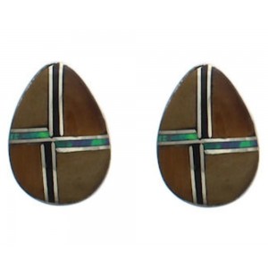 Multicolor Inlay Southwestern Sterling Silver Earrings FX31141