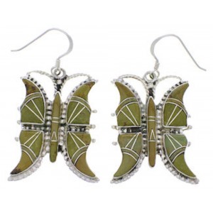Silver Turquoise Butterfly Hook Dangle Earrings FX31784