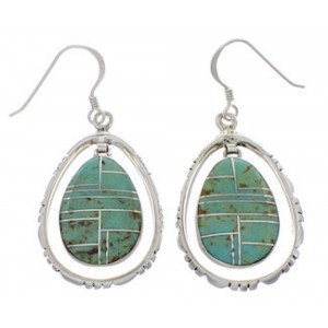 Silver Turquoise Southwest Hook Dangle Earrings FX31882