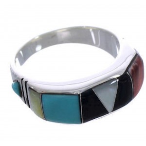 Authentic Silver Southwest Jewelry Multicolor Ring Size 7-1/2 AX36958