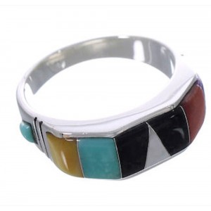 Sterling Silver Southwest Jewelry Multicolor Ring Size 8-1/2 AX36963