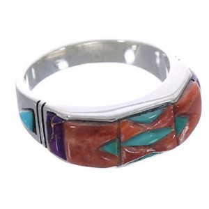 Southwestern Jewelry Multicolor Silver Ring Size 6-3/4 AX37251