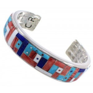 Multicolor Inlay Jewelry Silver Southwest Cuff Bracelet MX27845