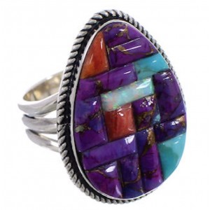Multicolor Sterling Silver Southwest Ring Size 7-3/4 CX51594
