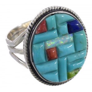 Multicolor Authentic Sterling Silver Southwest Ring Size 7-1/2 CX51656