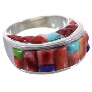 Southwest Multicolor Genuine Sterling Silver Ring Size 8-3/4 CX49983