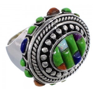 Multicolor Authentic Sterling Silver Southwest Ring Size 7-1/2 CX50000