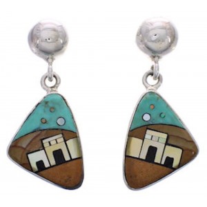 Sterling Silver Multicolor Native American Design Earrings PX31444