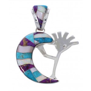 Multicolor Inlay Kokopelli WhiteRock Mystic Ocean Pendant PX26074