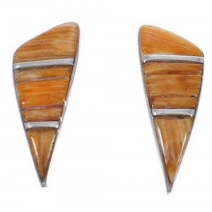 Oyster Shell Inlay Authentic Sterling Silver Post Earrings TX43377