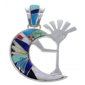 Multicolor Kokopelli Sterling Silver Pendant FX30824