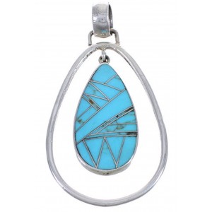 Authentic Sterling Silver Turquoise Inlay Pendant WX43231