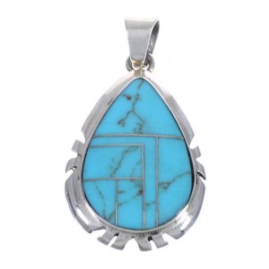 Sterling Silver Turquoise Inlay Southwest Pendant WX43384