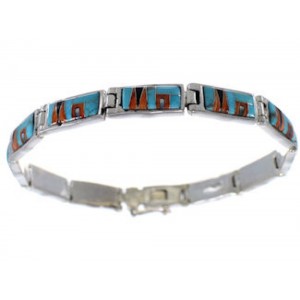 Multicolor Inlay Jewelry Sterling Silver Link Bracelet FX27825