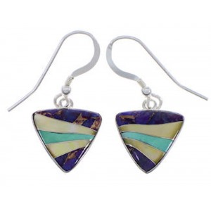 Multicolor Southwest Silver Hook Dangle Earrings FX32802