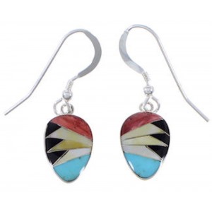 Multicolor Inlay Southwest Silver Earrings FX32823