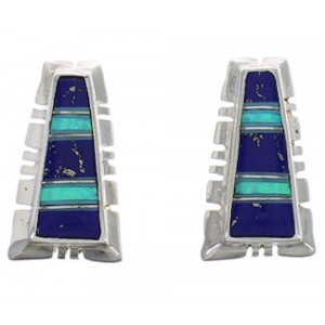Multicolor Inlay Silver Southwest Jewelry Post Earrings PX43138