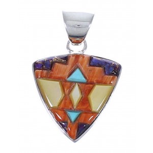 Sterling Silver Southwest Multicolor Inlay Pendant PX29233