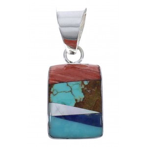 Southwest Sterling Silver And Multicolor Inlay Pendant PX29290