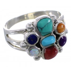 Multicolor Inlay And Sterling Silver Ring Size 6-3/4 EX51462