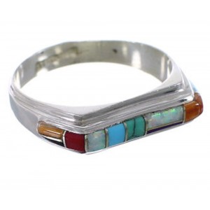 Multicolor Inlay And Sterling Silver Ring Size 5-1/2 EX51468