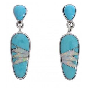 Turquoise And Opal Jewelry Post Dangle Earrings PX30006