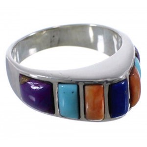 Lapis Multicolor Sterling Silver Jewelry Ring Size 5-3/4  AX37431