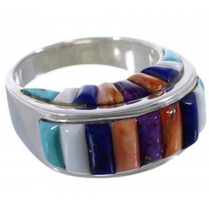 Southwest Jewelry Multicolor Sterling Silver Ring Size 9-1/2 AX37450