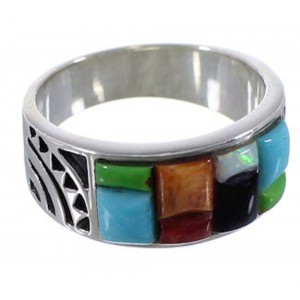 Multicolor Sterling Silver Jewelry Southwest Ring Size 6-3/4 AX37590