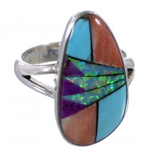 Multicolor Jewelry Silver Southwestern Ring Size 5-3/4 AX37578 