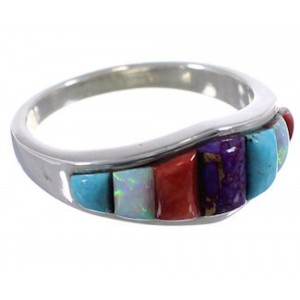 Multicolor Southwest Sterling Silver Ring Size 6-3/4 TX38218