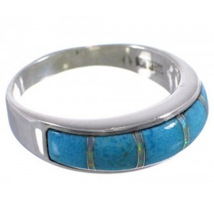 Authentic Sterling Silver Turquoise Opal Inlay Ring Size 7-3/4 TX38245