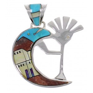 Native American Design Kokopelli Multicolor Silver Pendant EX31194