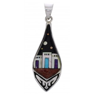 Southwest Multicolor Native American Pueblo Design Pendant EX31229