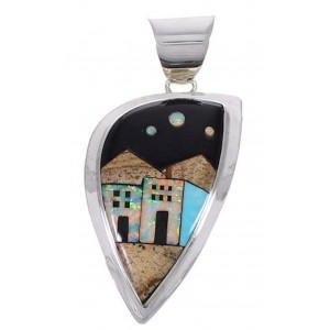 Native American Design Multicolor Sterling Silver Pendant EX31250