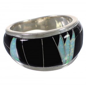 Silver Whiterock Midnight Sky Opal Black Ring Size 5-3/4 EX30045